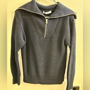 Zara Navy Zip-Up Sweater